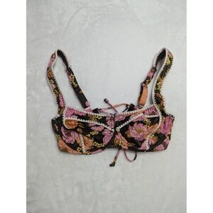 Victorias‎ Secret Floral Metallic Underwire Bikini Top Black Pink 34D/D75